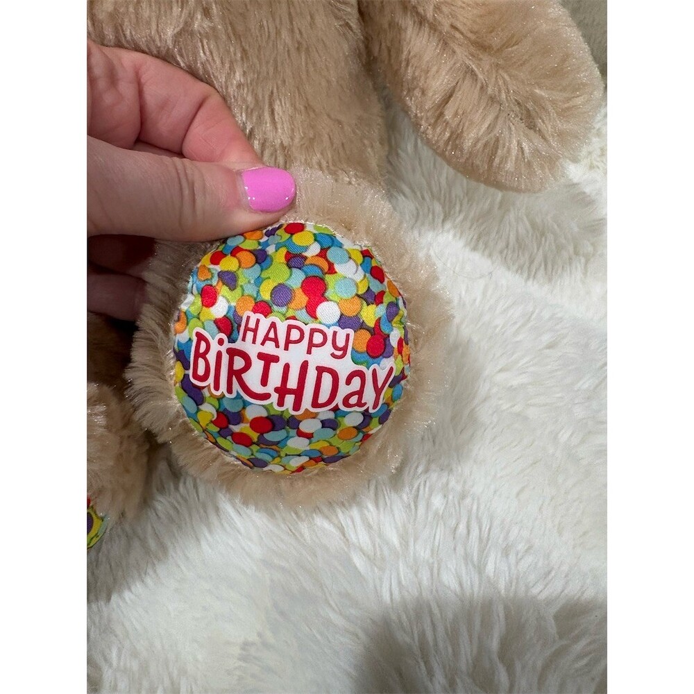 Build-A-Bear Happy Birthday Bear Plush Tan Teddy Confetti Feet w/ Hang Tag - Picture 2 of 8